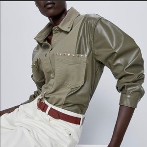 Zara Contrasting faux leather shirt